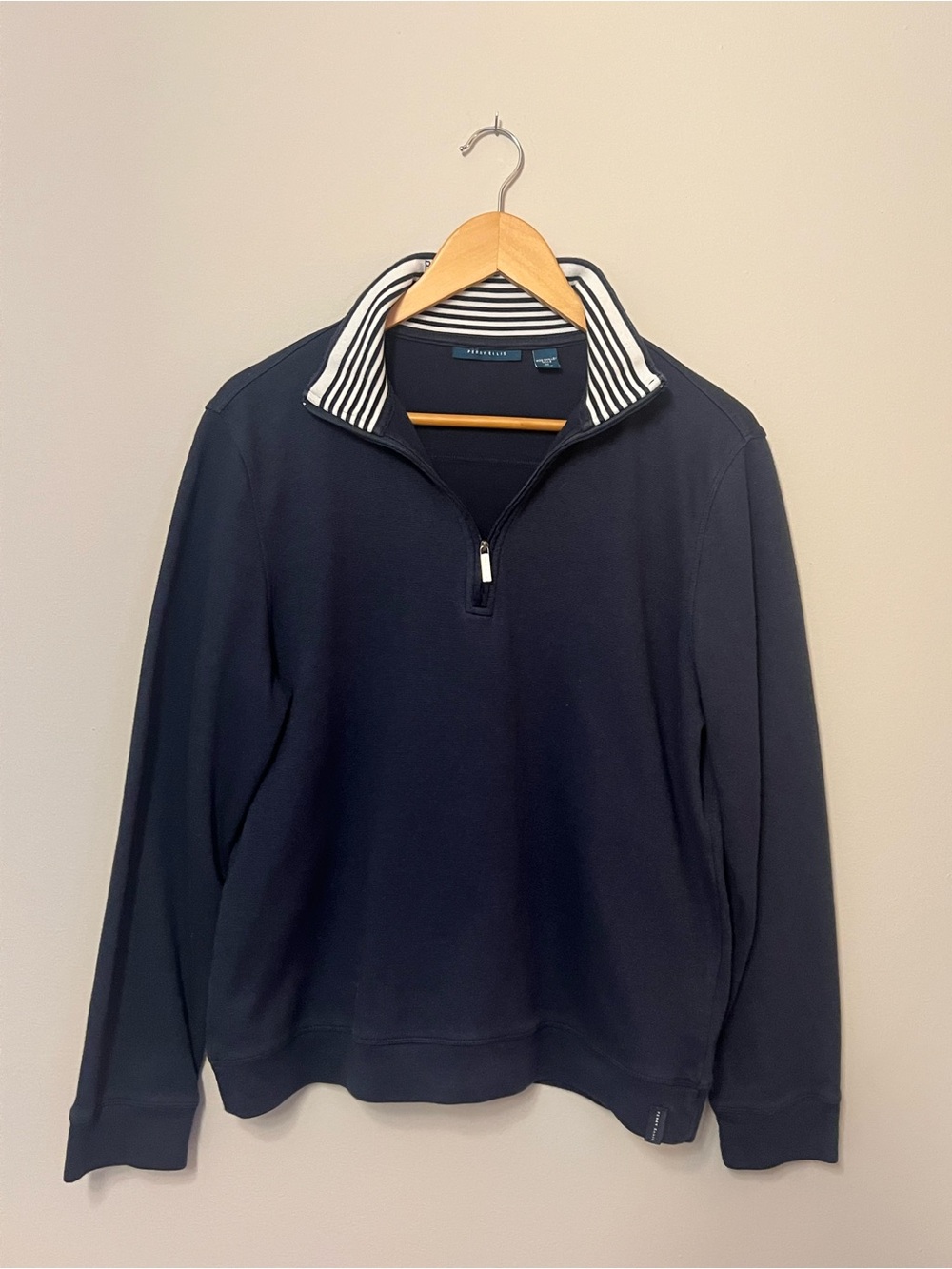 Perry Ellis Icon Quarter Zip Pullover Navy Mock Neck Sweater Men’s M